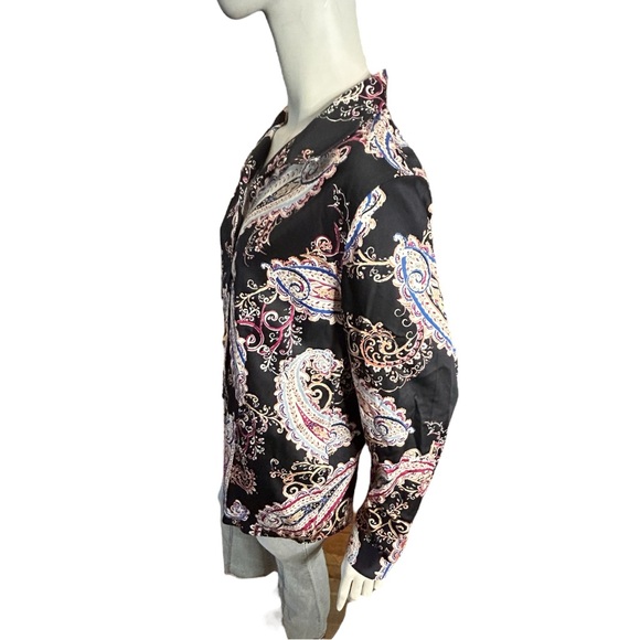 Chico’s No-Iron Sateen Paisley Wing-Collar Shirt Size Chicos 2/U.S. 12/14 - Picture 8 of 14